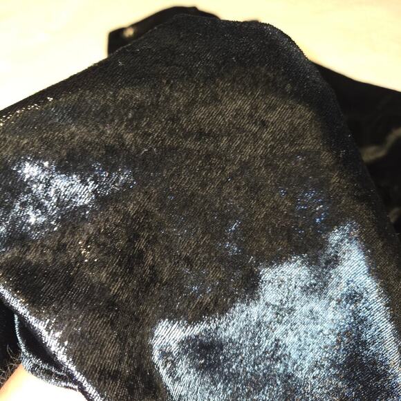 7 For All Mankind One Shoulder Dress Metallic Velour Black Womens Size Med Party - Picture 9 of 14